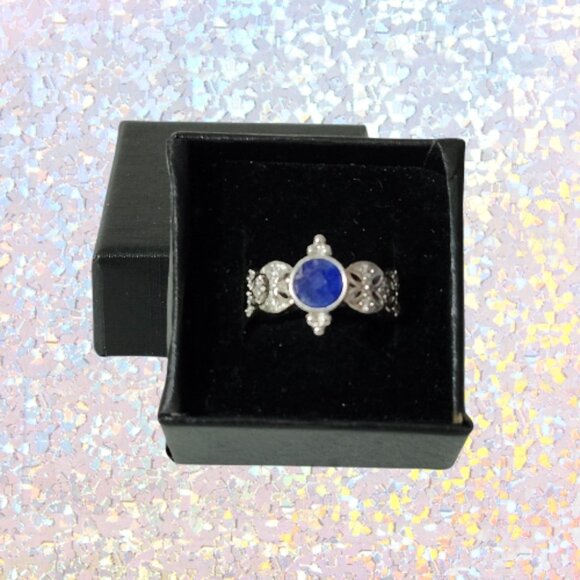 BP Genuine Lapis Quartz Ring - Rhodium Plating (Size 7) - Picture 5 of 7